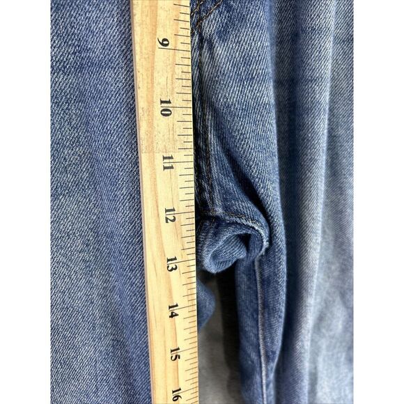 LOGG By H&M Mens 33 x 32 (36x28) Denim Blue Jeans Button Fly Raw Hem Tapered Fit - Picture 6 of 11